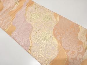 道長取りに鳳凰・花・古典柄織り出し　袋帯